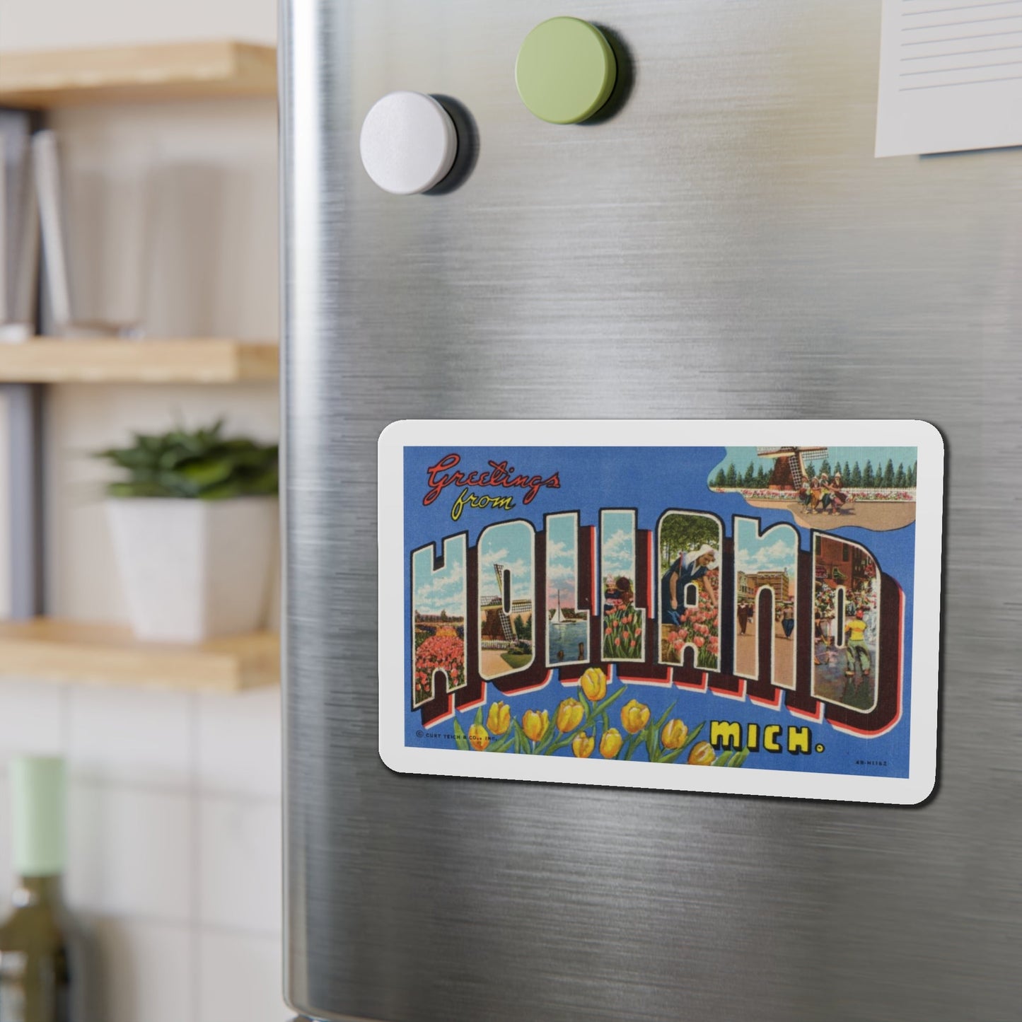 Greetings from Holland Michigan (Greeting Postcards) Die-Cut Magnet-The Sticker Space