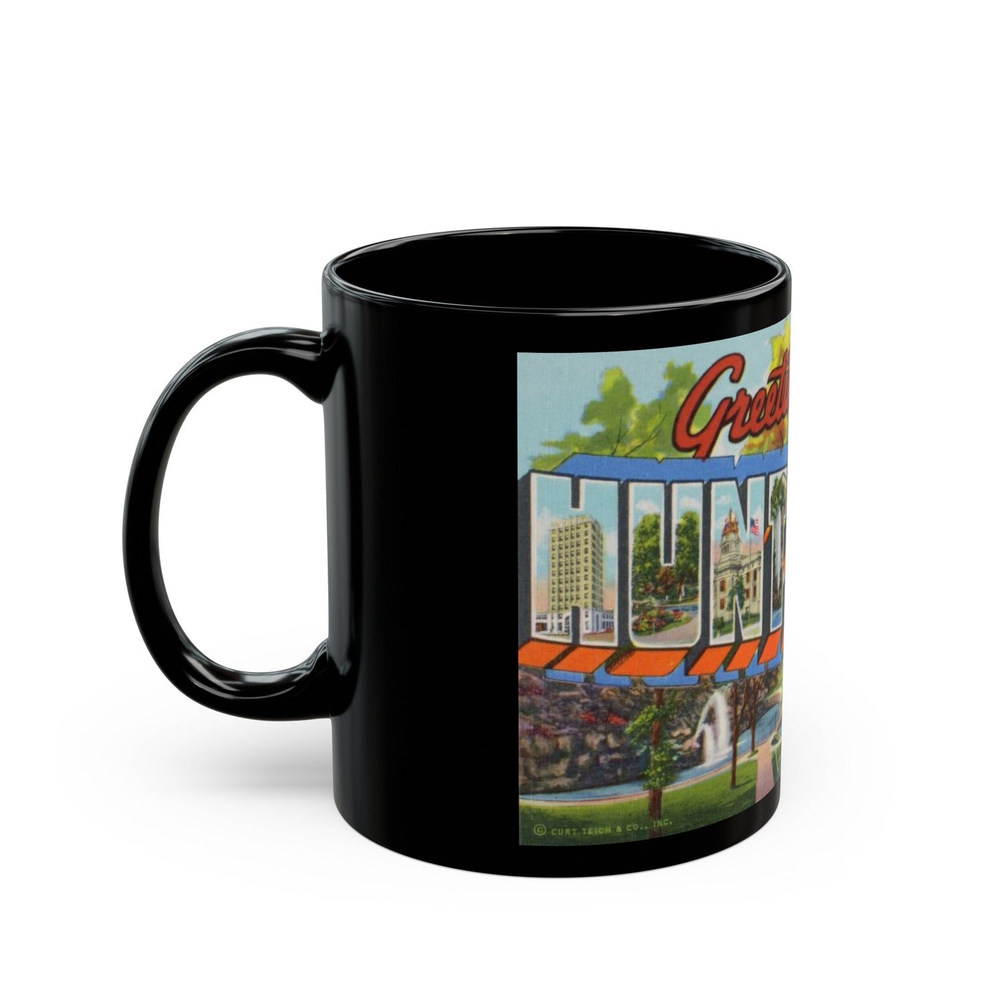 Greetings from Huntsville Ala (Greeting Postcards) Black Coffee Mug-The Sticker Space