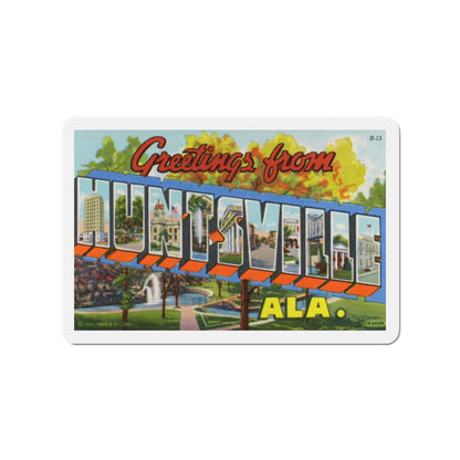 Greetings from Huntsville Alabama (Greeting Postcards) Die-Cut Magnet-3" x 3"-The Sticker Space