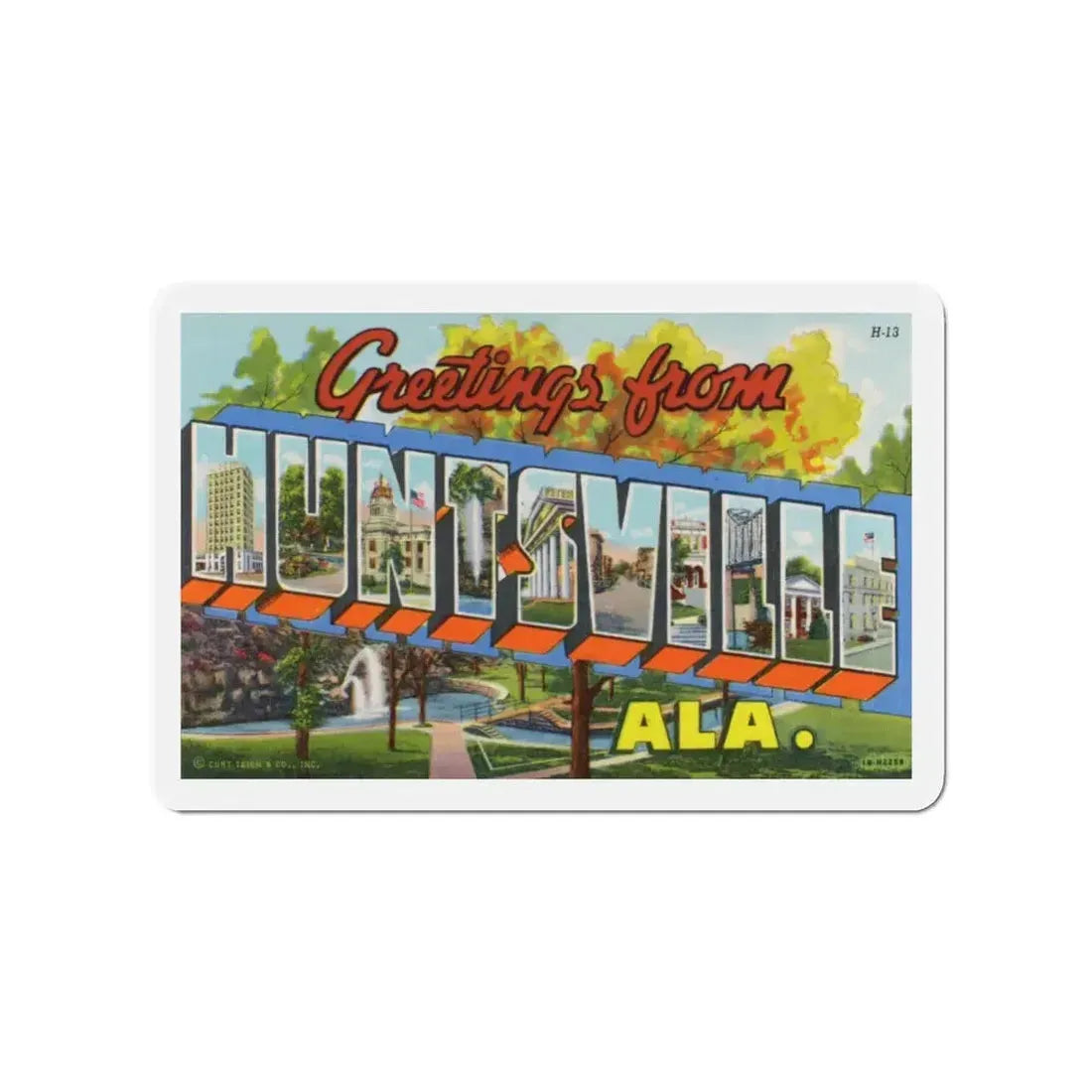 Greetings from Huntsville Alabama (Greeting Postcards) Refrigerator Magnet 4 Inch - The Sticker Space