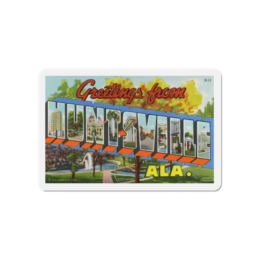 Greetings from Huntsville Alabama (Greeting Postcards) Refrigerator Magnet 6 Inch - The Sticker Space