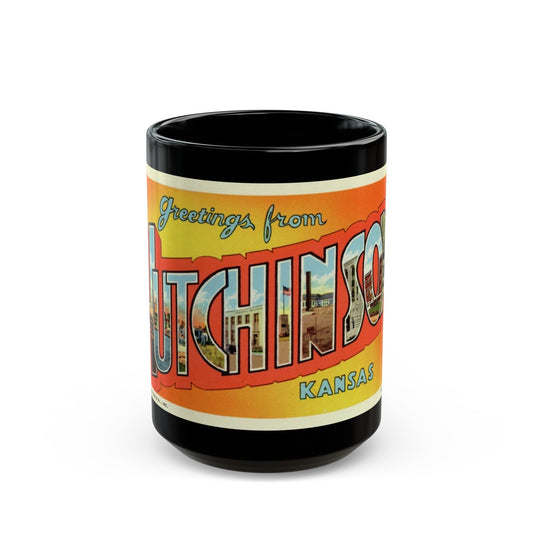 Greetings from Hutchinson Kansas (Greeting Postcards) Black Coffee Mug-15oz-The Sticker Space