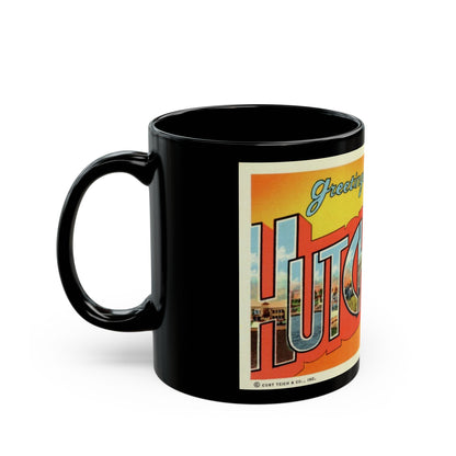 Greetings from Hutchinson Kansas (Greeting Postcards) Black Coffee Mug-The Sticker Space