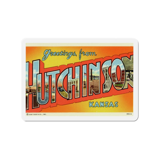 Greetings from Hutchinson Kansas (Greeting Postcards) Die-Cut Magnet-2" x 2"-The Sticker Space