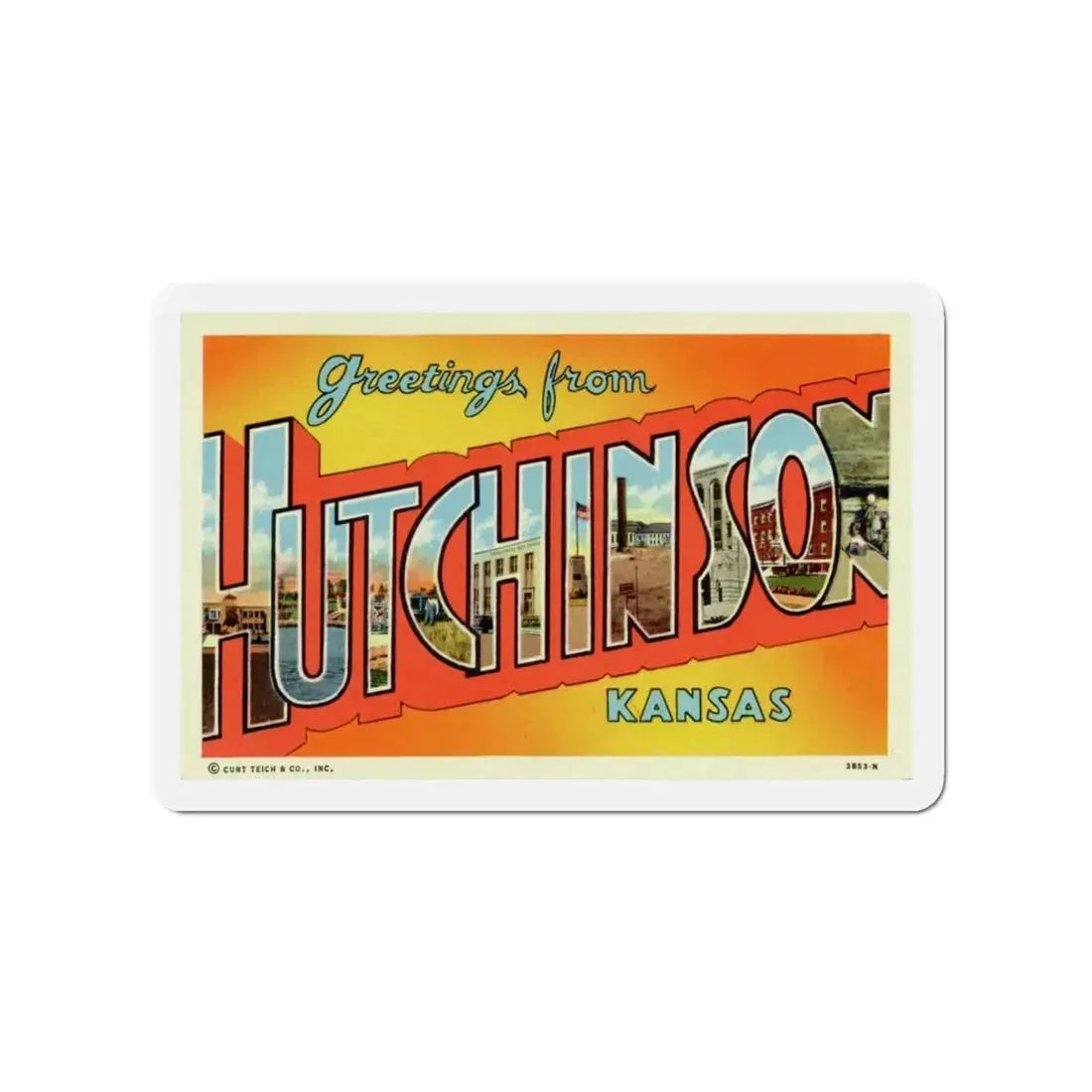 Greetings from Hutchinson Kansas (Greeting Postcards) Refrigerator Magnet 4 Inch - The Sticker Space