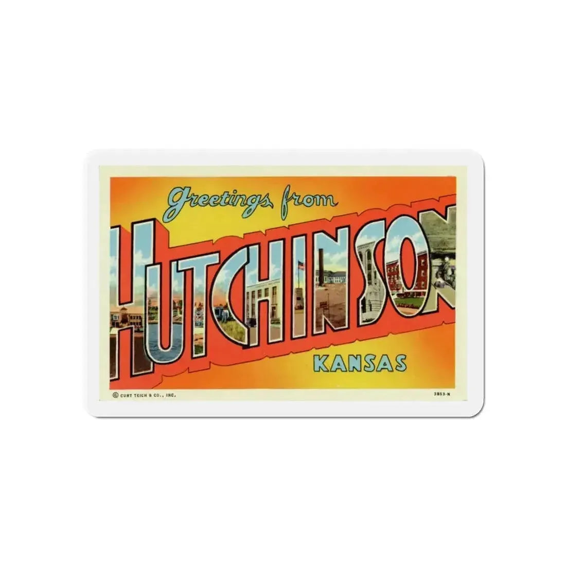 Greetings from Hutchinson Kansas (Greeting Postcards) Refrigerator Magnet - The Sticker Space