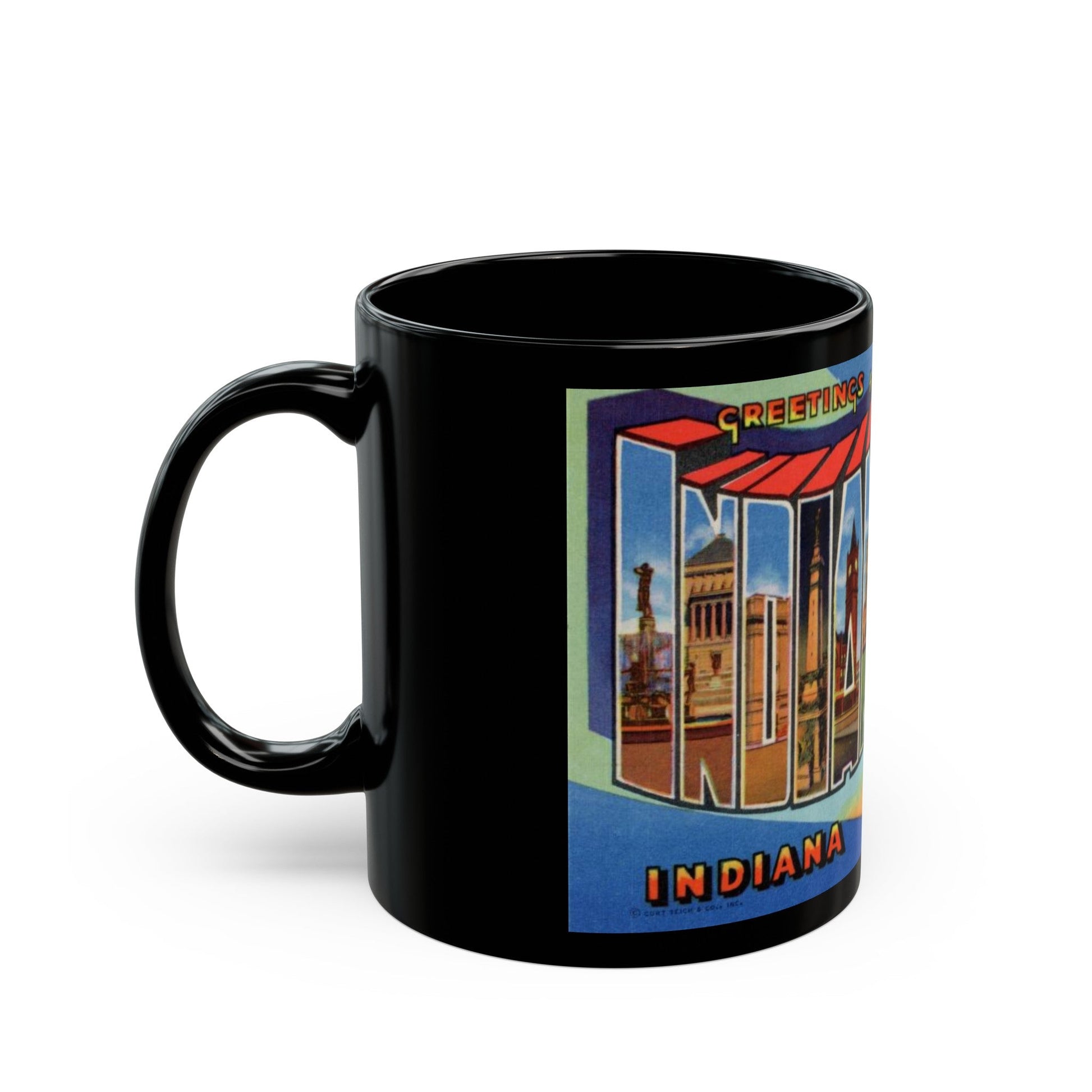 Greetings From Indianapolis (Greeting Postcards) Black Coffee Mug-The Sticker Space