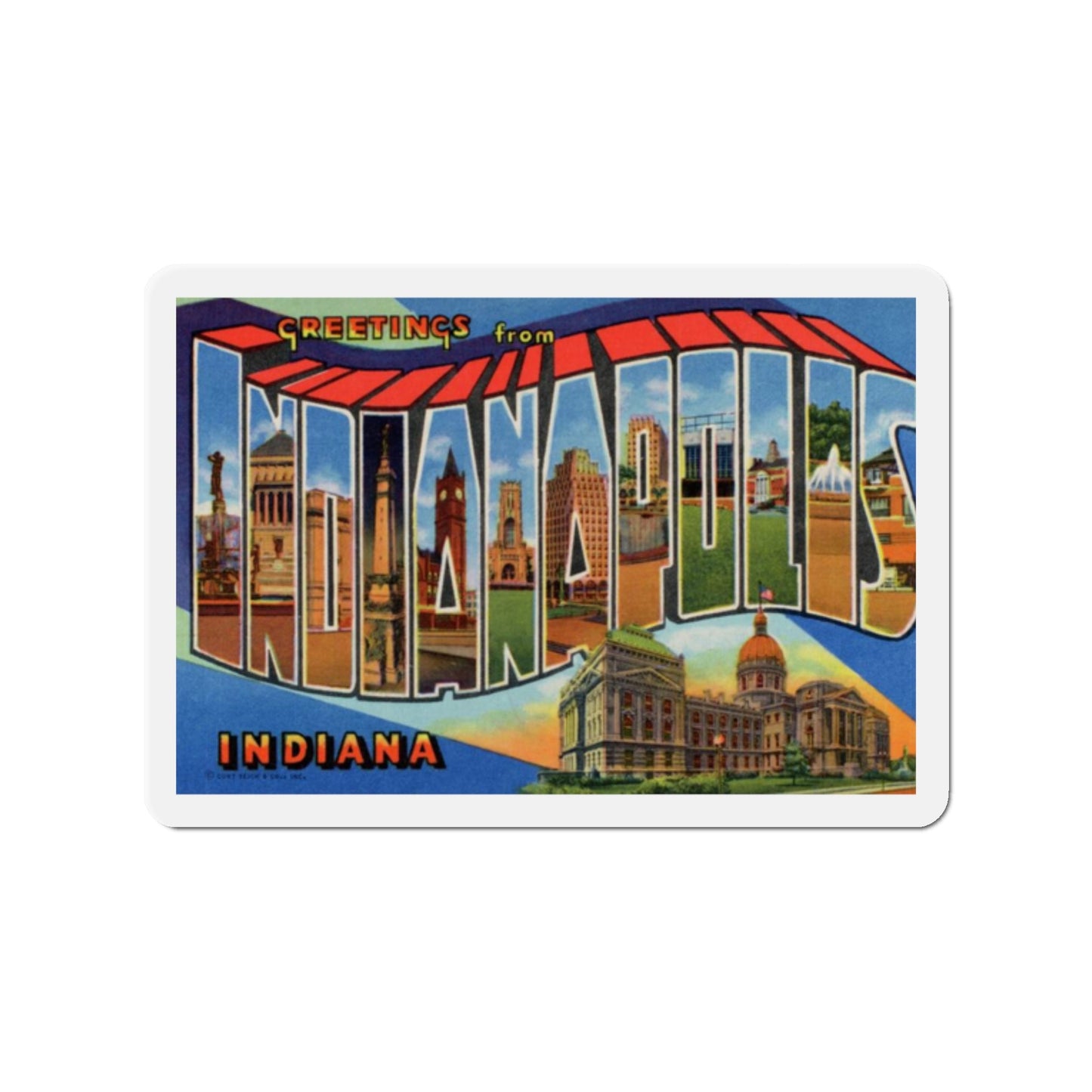 Greetings From Indianapolis (Greeting Postcards) Die-Cut Magnet-2" x 2"-The Sticker Space