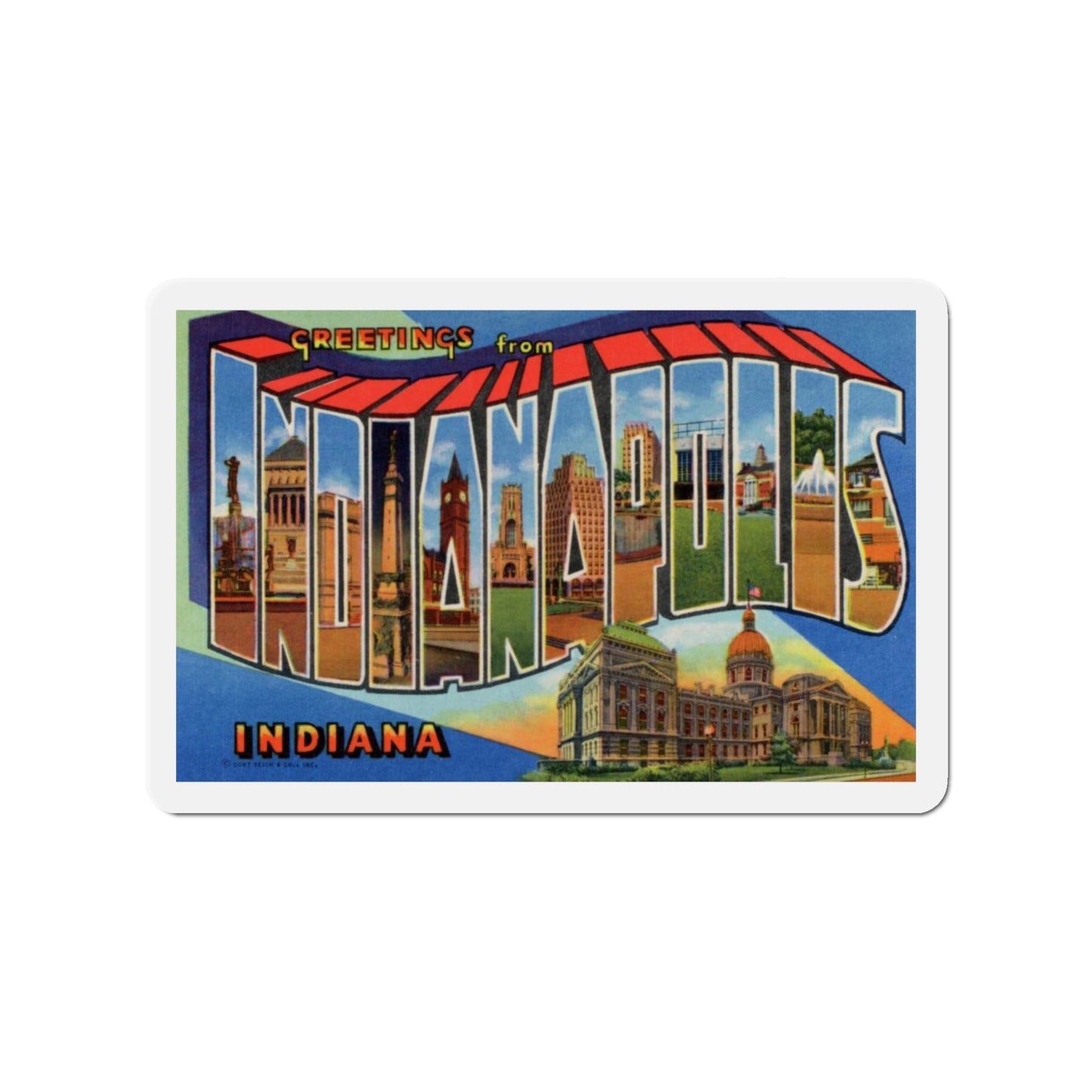 Greetings From Indianapolis (Greeting Postcards) Die-Cut Magnet-3" x 3"-The Sticker Space