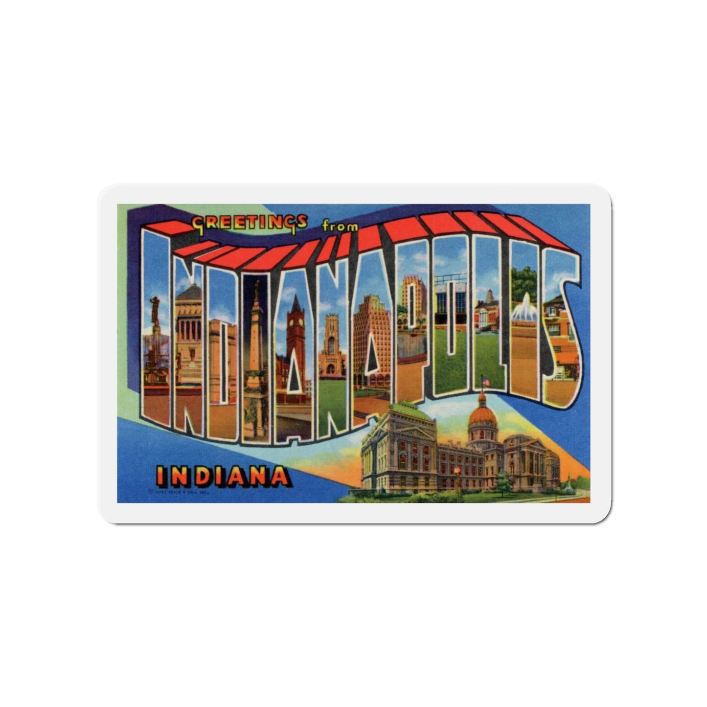 Greetings From Indianapolis (Greeting Postcards) Die-Cut Magnet-4" x 4"-The Sticker Space