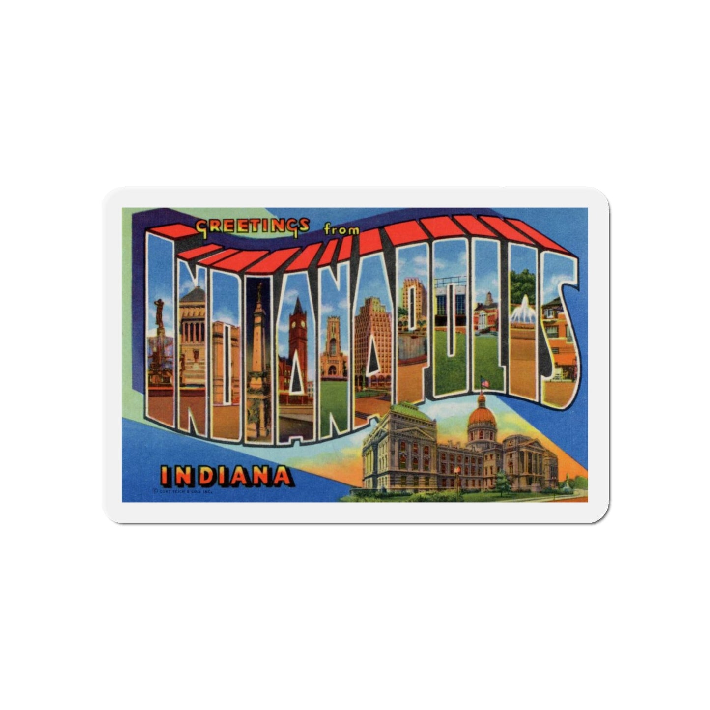 Greetings From Indianapolis (Greeting Postcards) Die-Cut Magnet-5" x 5"-The Sticker Space