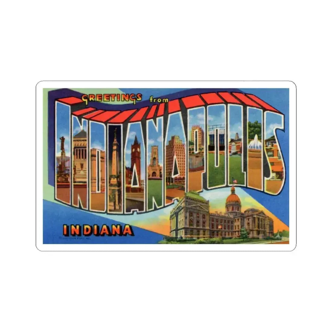 Greetings From Indianapolis (Greeting Postcards) STICKER Vinyl Kiss-Cut Decal 4 Inch White - The Sticker Space