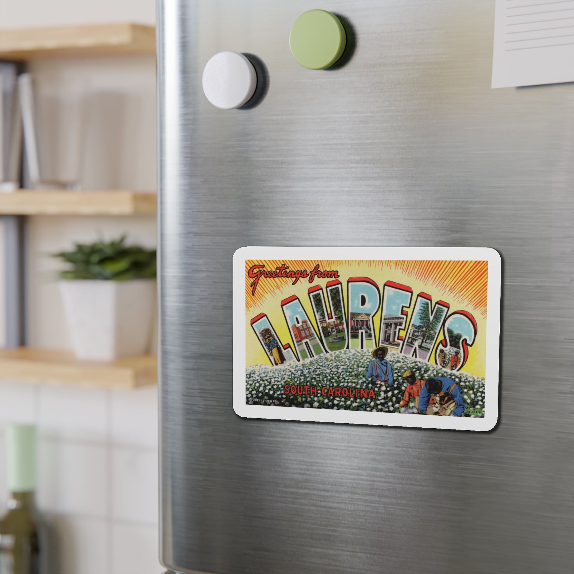 Greetings from Laurens South Carolina (Greeting Postcards) Die-Cut Magnet-The Sticker Space