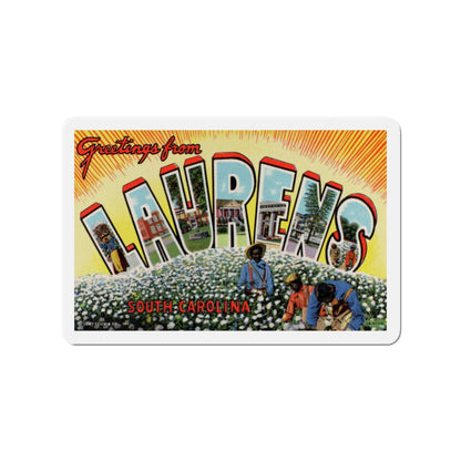 Greetings from Laurens South Carolina (Greeting Postcards) Die-Cut Magnet-3" x 3"-The Sticker Space