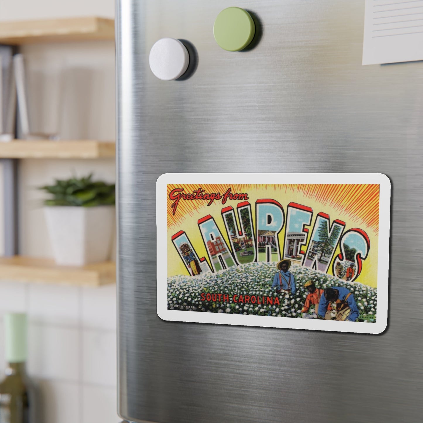 Greetings from Laurens South Carolina (Greeting Postcards) Die-Cut Magnet-The Sticker Space