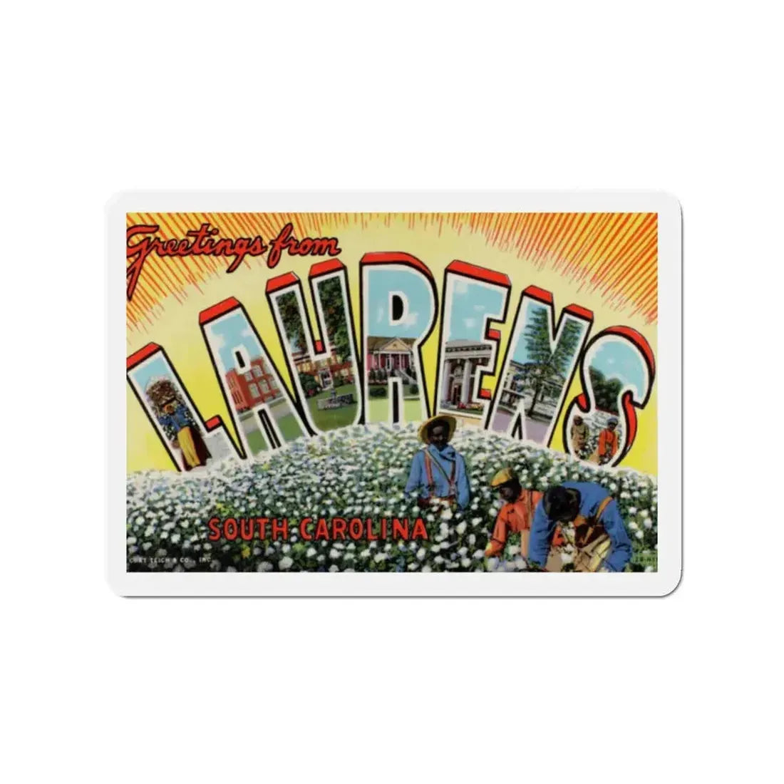 Greetings from Laurens South Carolina (Greeting Postcards) Refrigerator Magnet 2 Inch - The Sticker Space