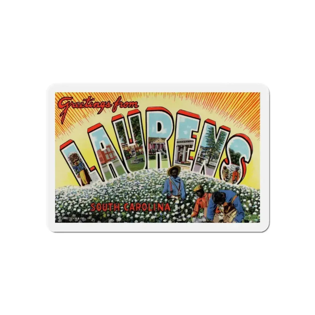 Greetings from Laurens South Carolina (Greeting Postcards) Refrigerator Magnet 6 Inch - The Sticker Space