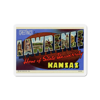 Greetings from Lawrence Home of State University Kansas (Greeting Postcards) Die-Cut Magnet-2" x 2"-The Sticker Space