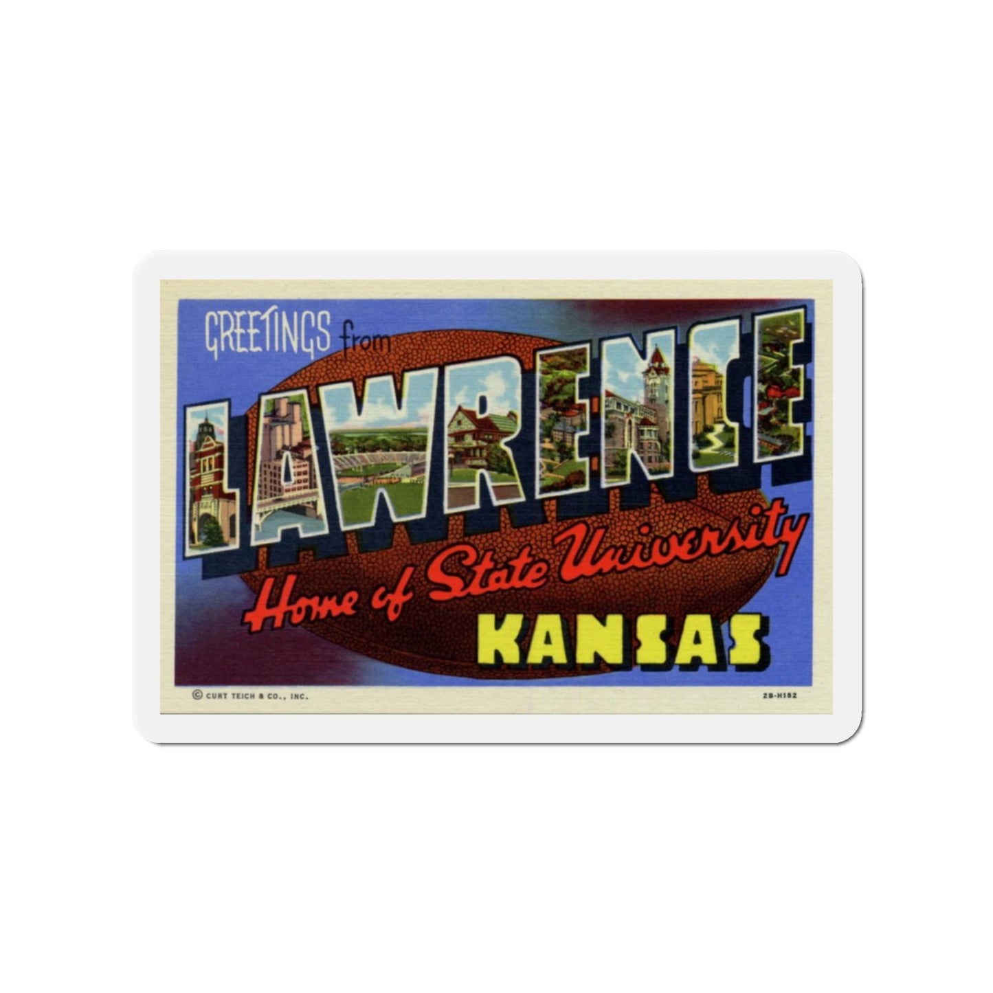 Greetings from Lawrence Home of State University Kansas (Greeting Postcards) Die-Cut Magnet-3" x 3"-The Sticker Space