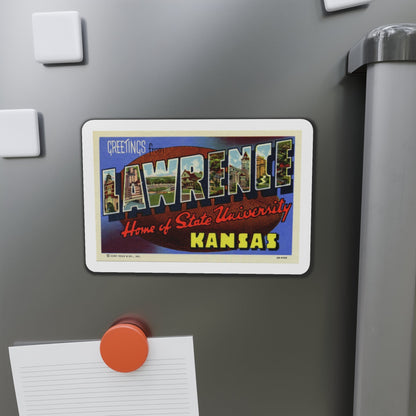 Greetings from Lawrence Home of State University Kansas (Greeting Postcards) Die-Cut Magnet-The Sticker Space