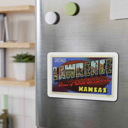 Greetings from Lawrence Home of State University Kansas (Greeting Postcards) Die-Cut Magnet-The Sticker Space