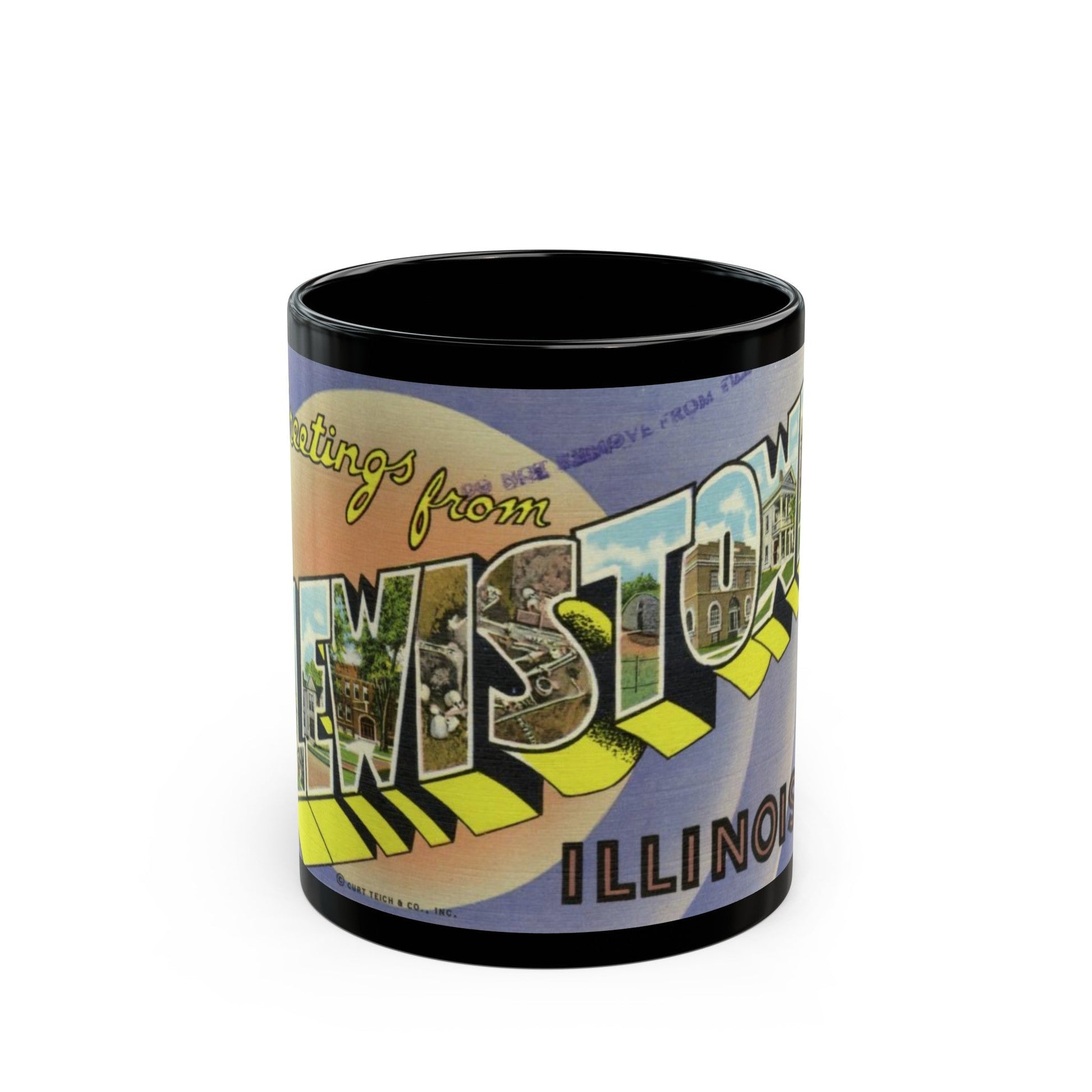 Greetings from Lewistown Illinois (Greeting Postcards) Black Coffee Mug-11oz-The Sticker Space