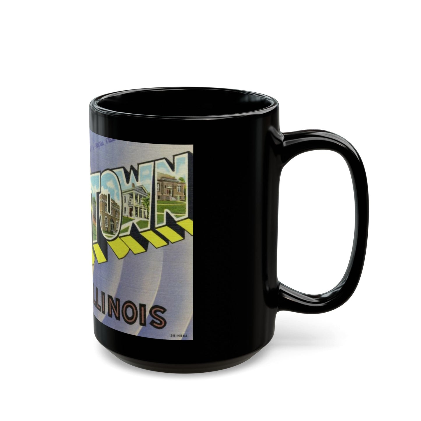 Greetings from Lewistown Illinois (Greeting Postcards) Black Coffee Mug-The Sticker Space