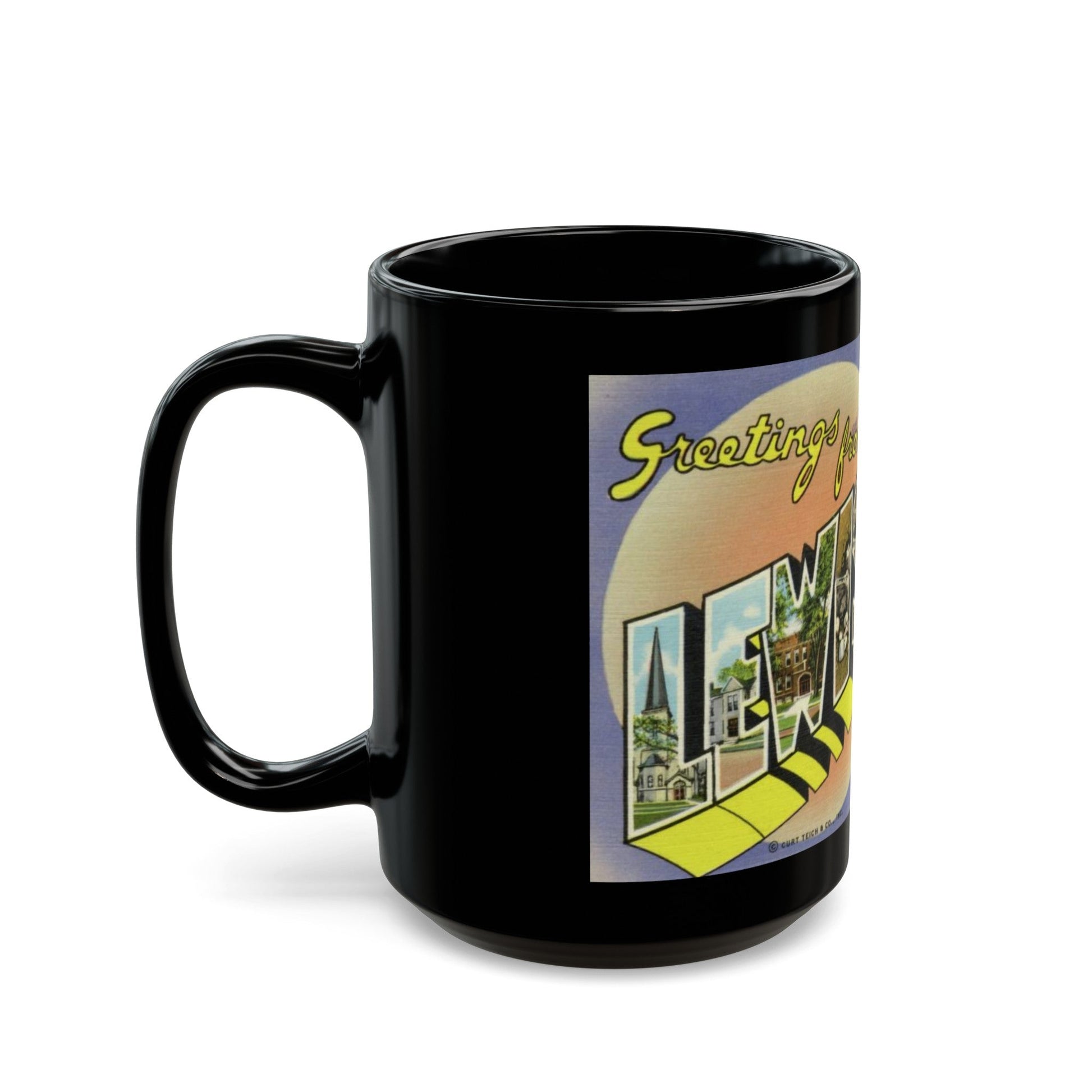 Greetings from Lewistown Illinois (Greeting Postcards) Black Coffee Mug-The Sticker Space