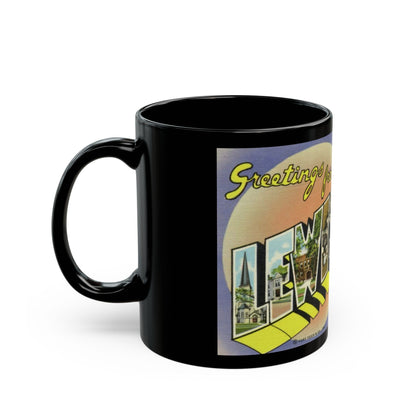 Greetings from Lewistown Illinois (Greeting Postcards) Black Coffee Mug-The Sticker Space