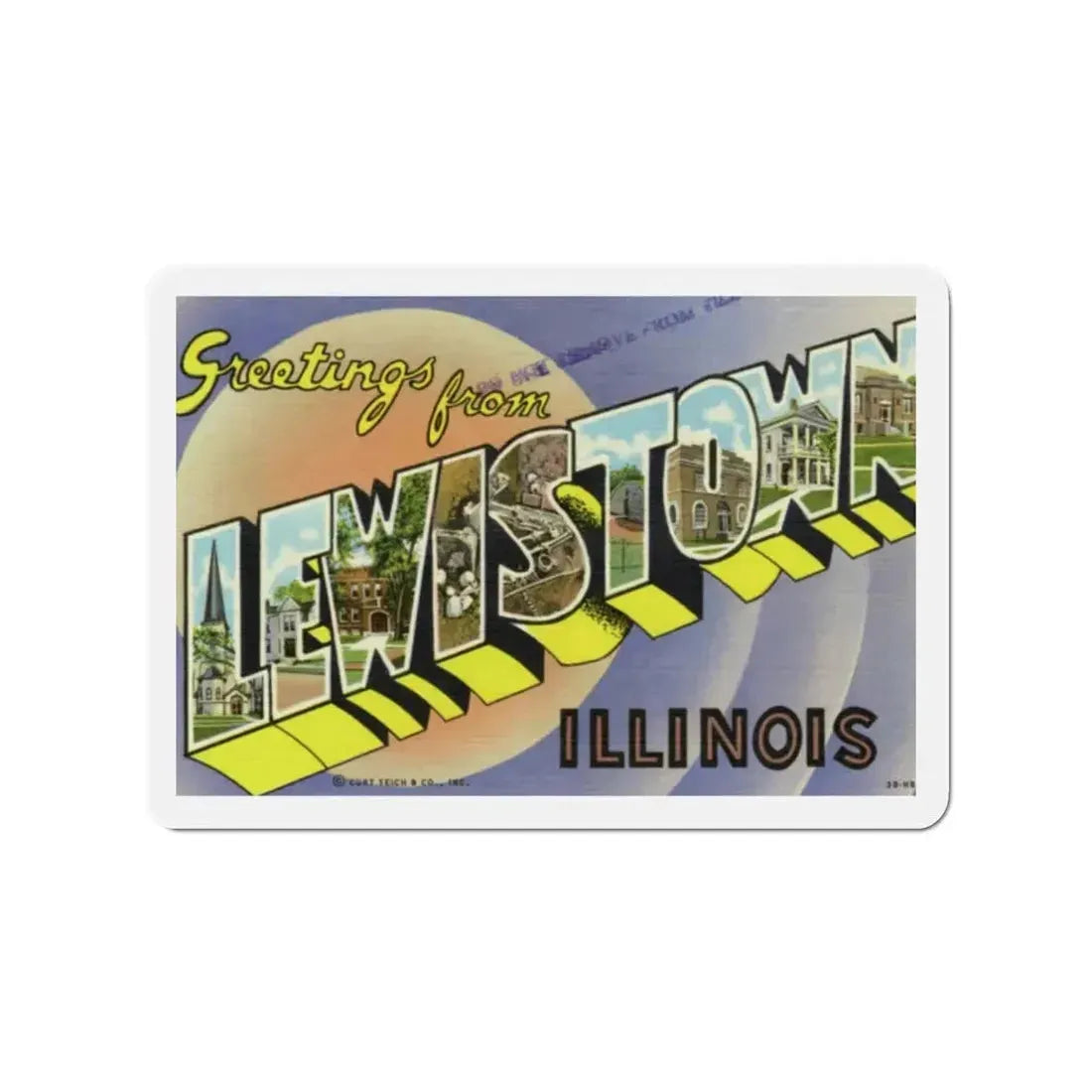 Greetings from Lewistown Illinois (Greeting Postcards) Refrigerator Magnet 2 Inch - The Sticker Space