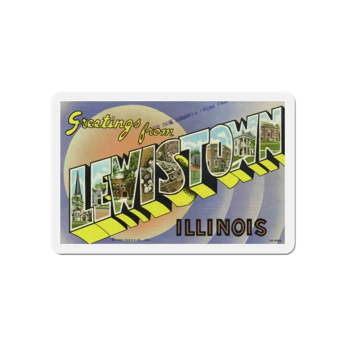 Greetings from Lewistown Illinois (Greeting Postcards) Refrigerator Magnet 6 Inch - The Sticker Space