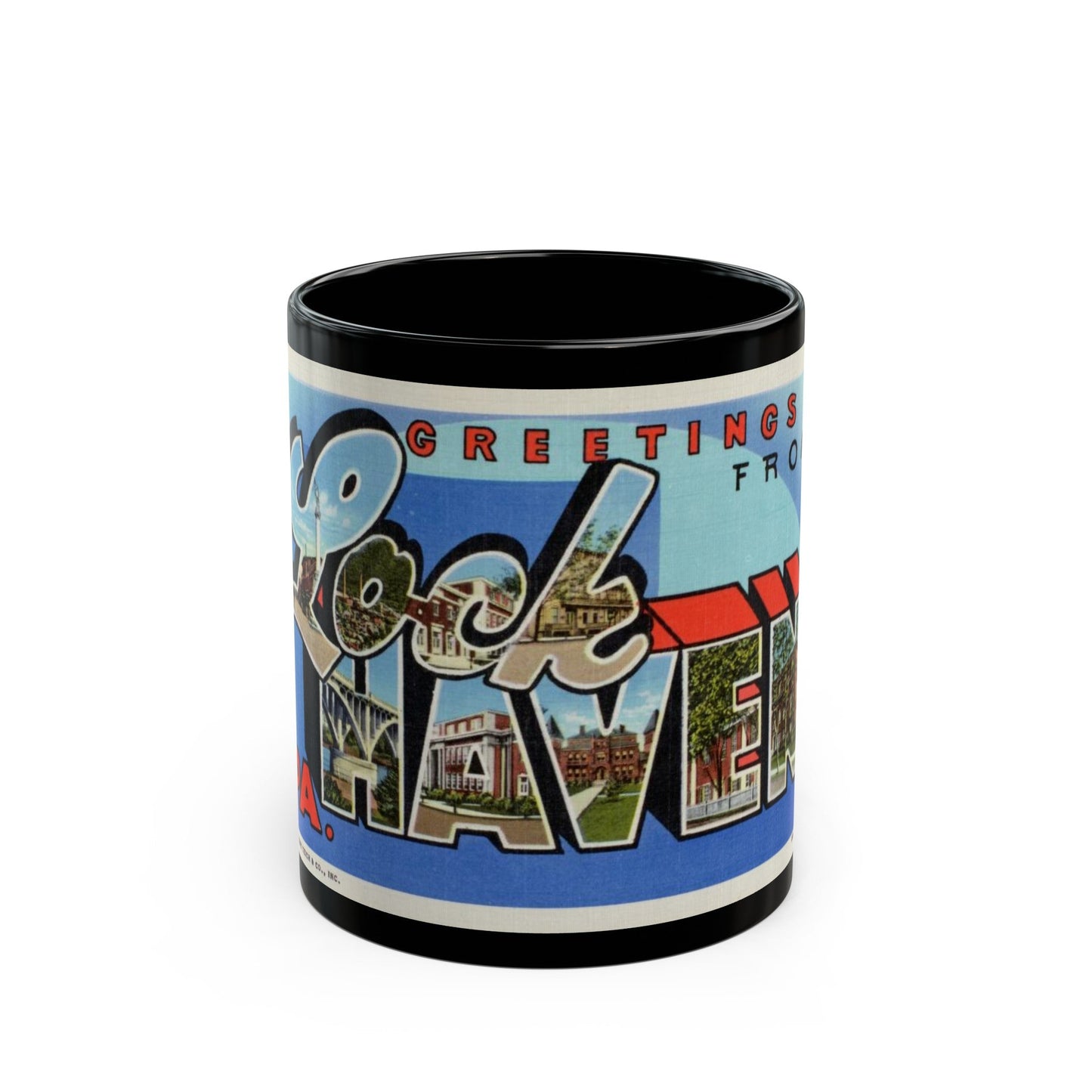 Greetings from Lock Haven PA (Greeting Postcards) Black Coffee Mug-11oz-The Sticker Space