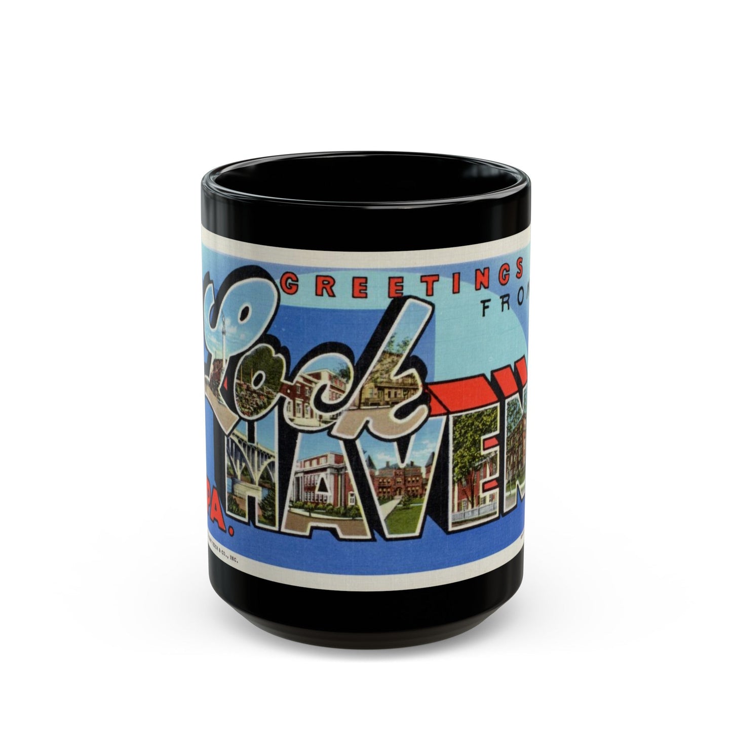 Greetings from Lock Haven PA (Greeting Postcards) Black Coffee Mug-15oz-The Sticker Space