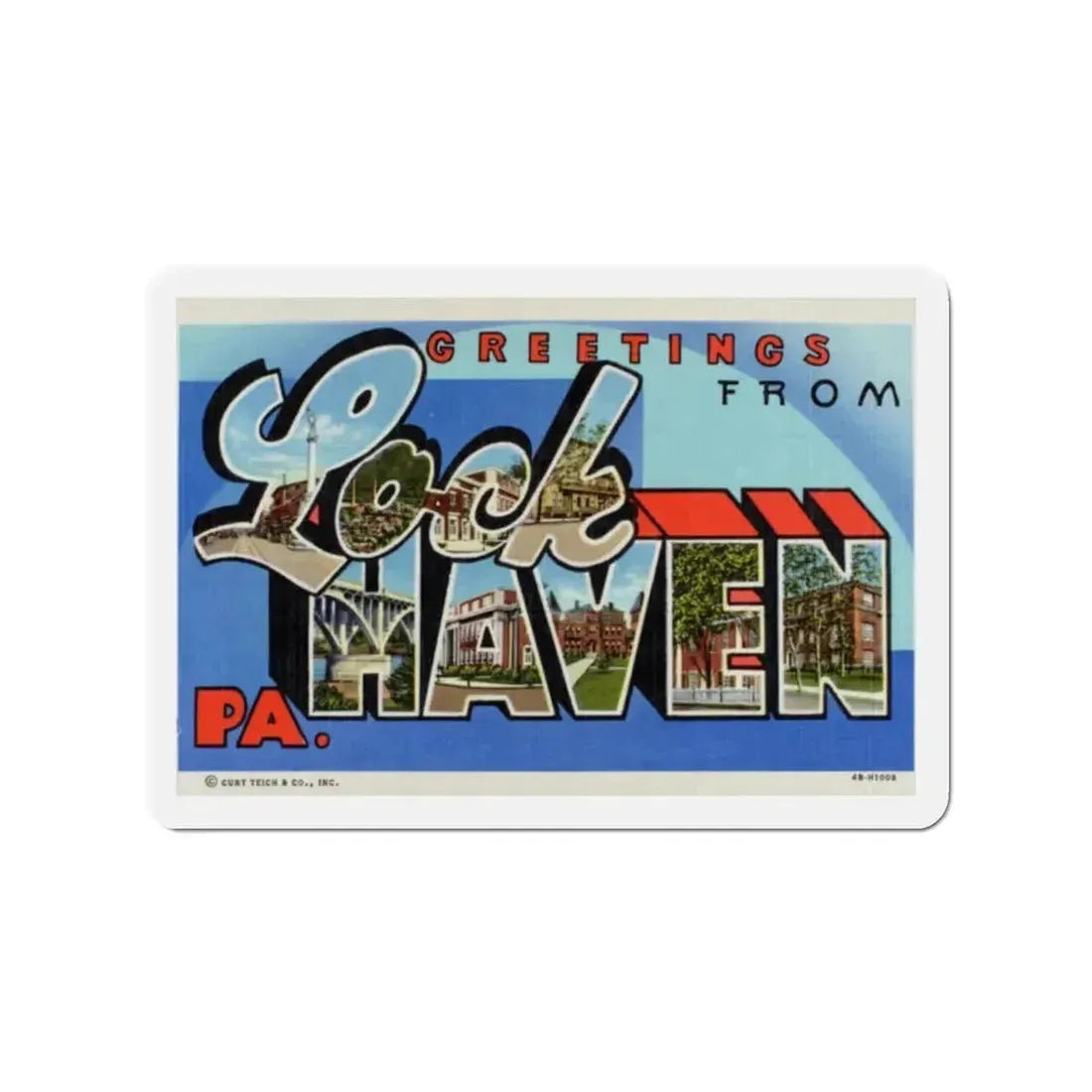 Greetings from Lock Haven PA (Greeting Postcards) Refrigerator Magnet 2 Inch - The Sticker Space