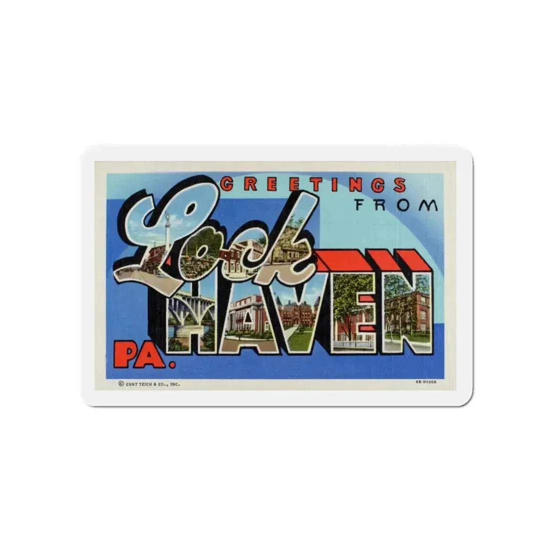 Greetings from Lock Haven PA (Greeting Postcards) Refrigerator Magnet 5 Inch - The Sticker Space