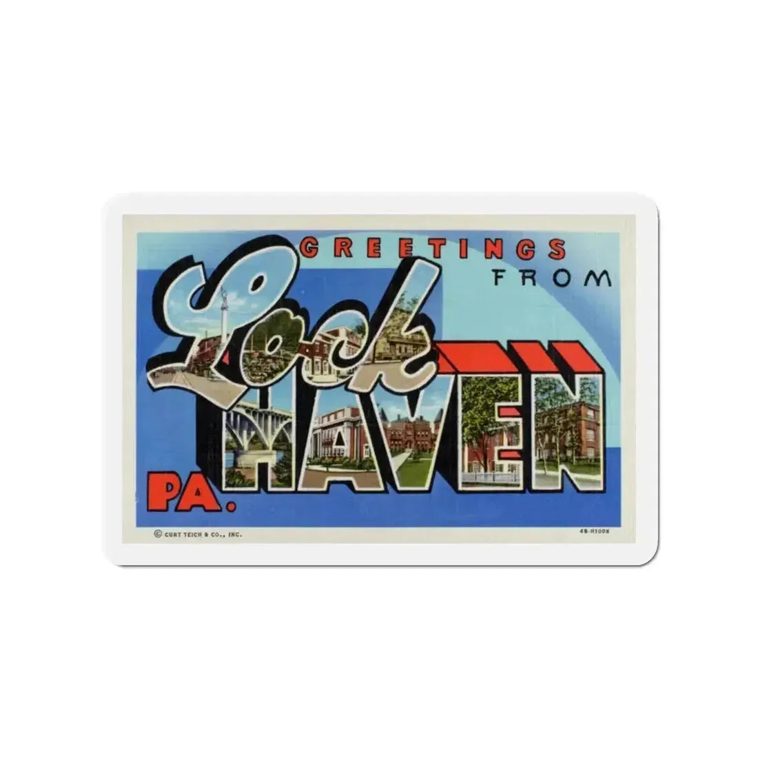 Greetings from Lock Haven PA (Greeting Postcards) Refrigerator Magnet - The Sticker Space