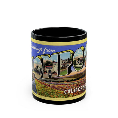 Greetings from Lompoc California (Greeting Postcards) Black Coffee Mug-11oz-The Sticker Space