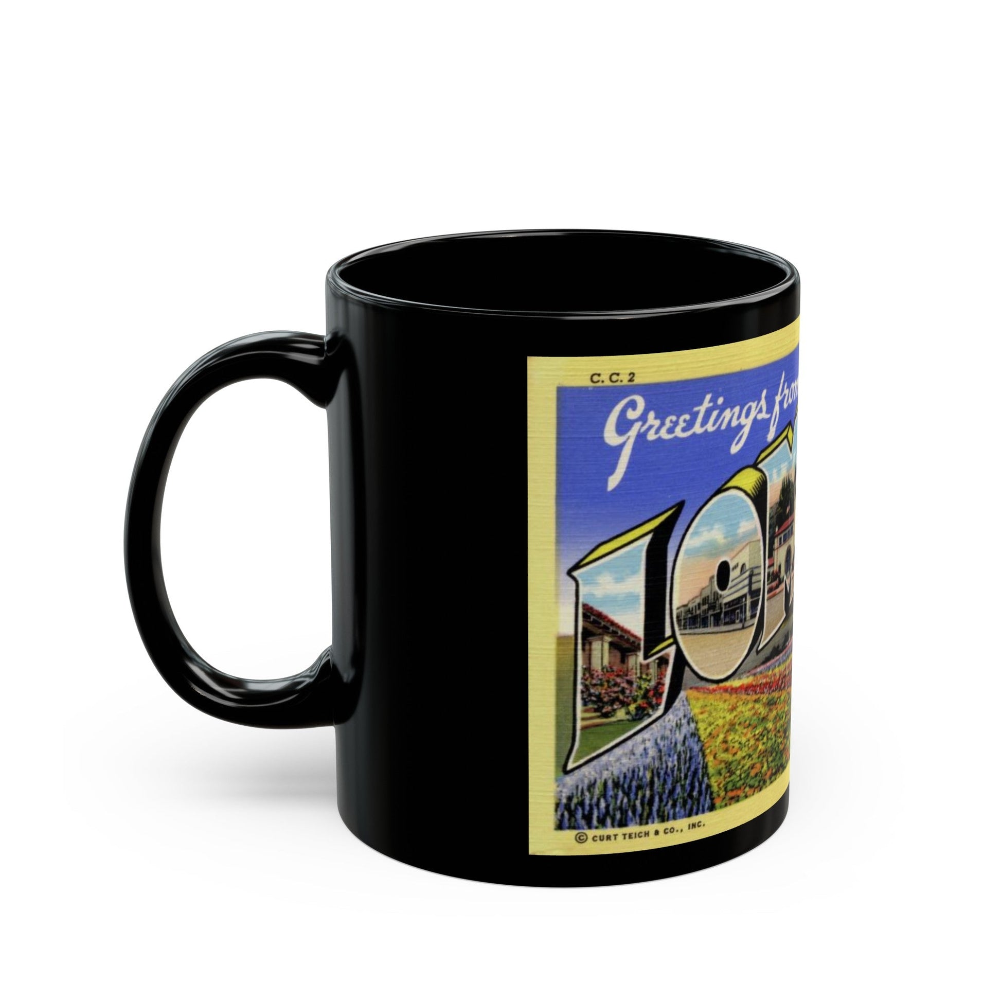 Greetings from Lompoc California (Greeting Postcards) Black Coffee Mug-The Sticker Space