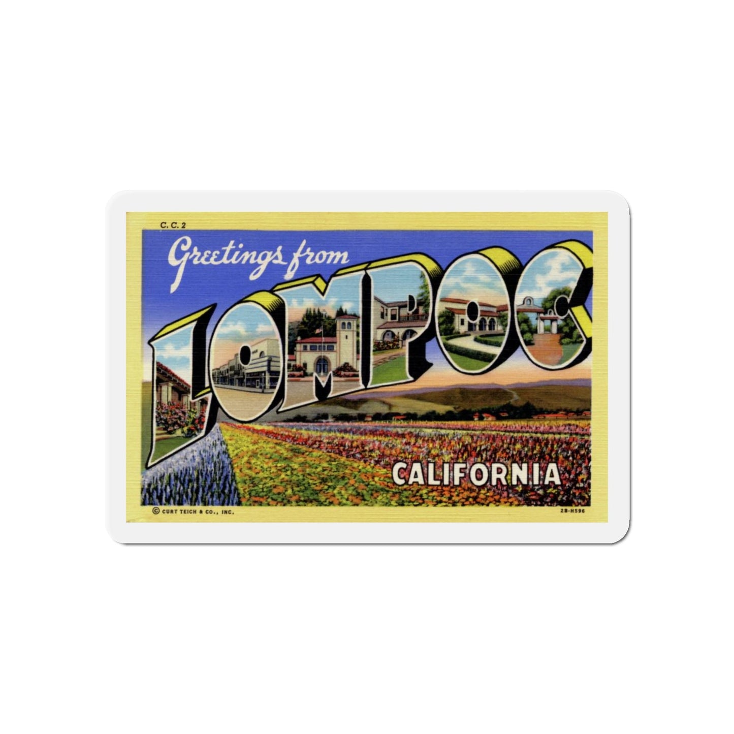 Greetings from Lompoc California (Greeting Postcards) Die-Cut Magnet-5" x 5"-The Sticker Space