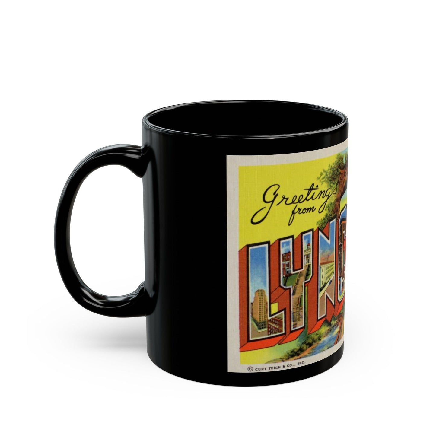 Greetings From Lynchburg VA (Greeting Postcards) Black Coffee Mug-The Sticker Space