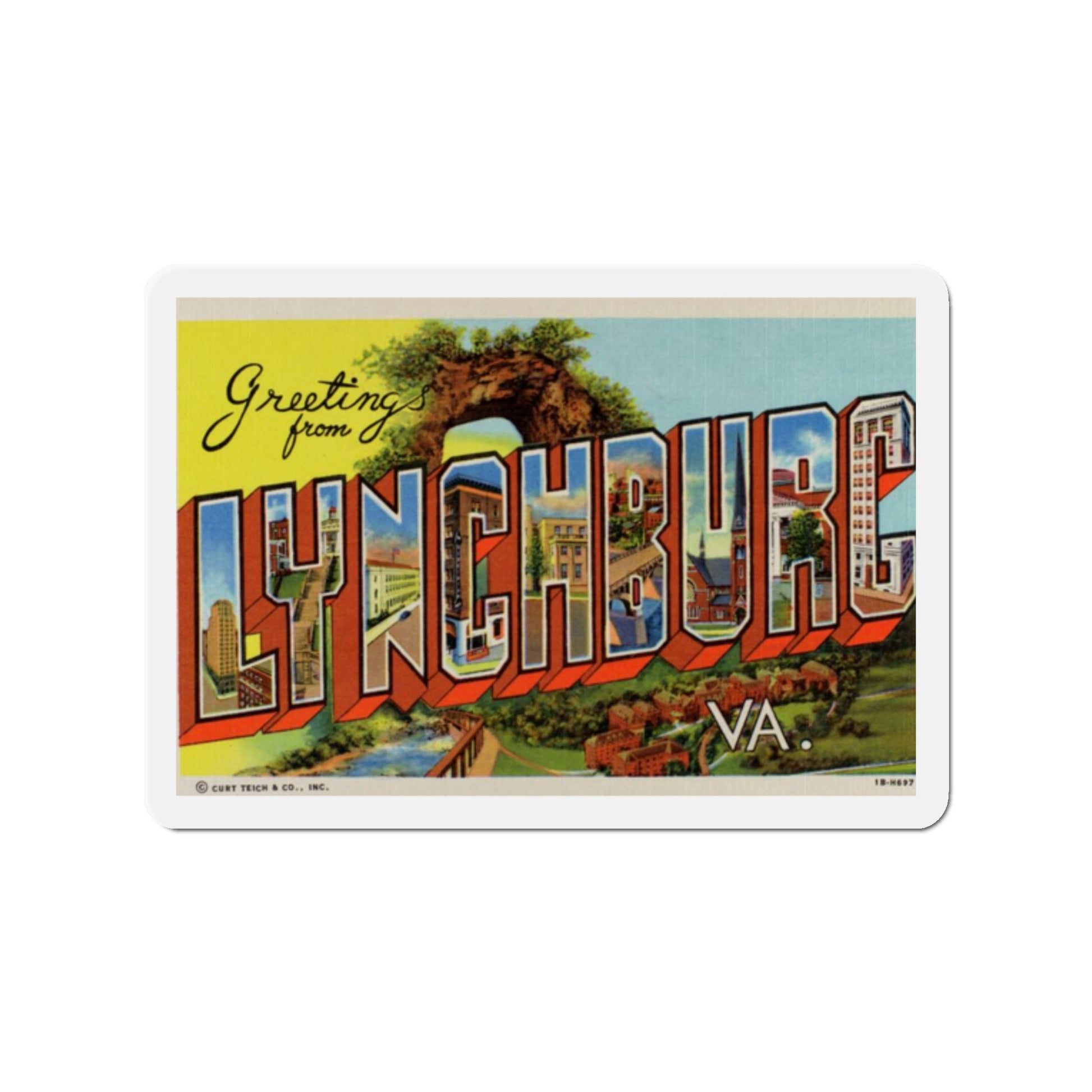 Greetings From Lynchburg VA (Greeting Postcards) Die-Cut Magnet-2" x 2"-The Sticker Space