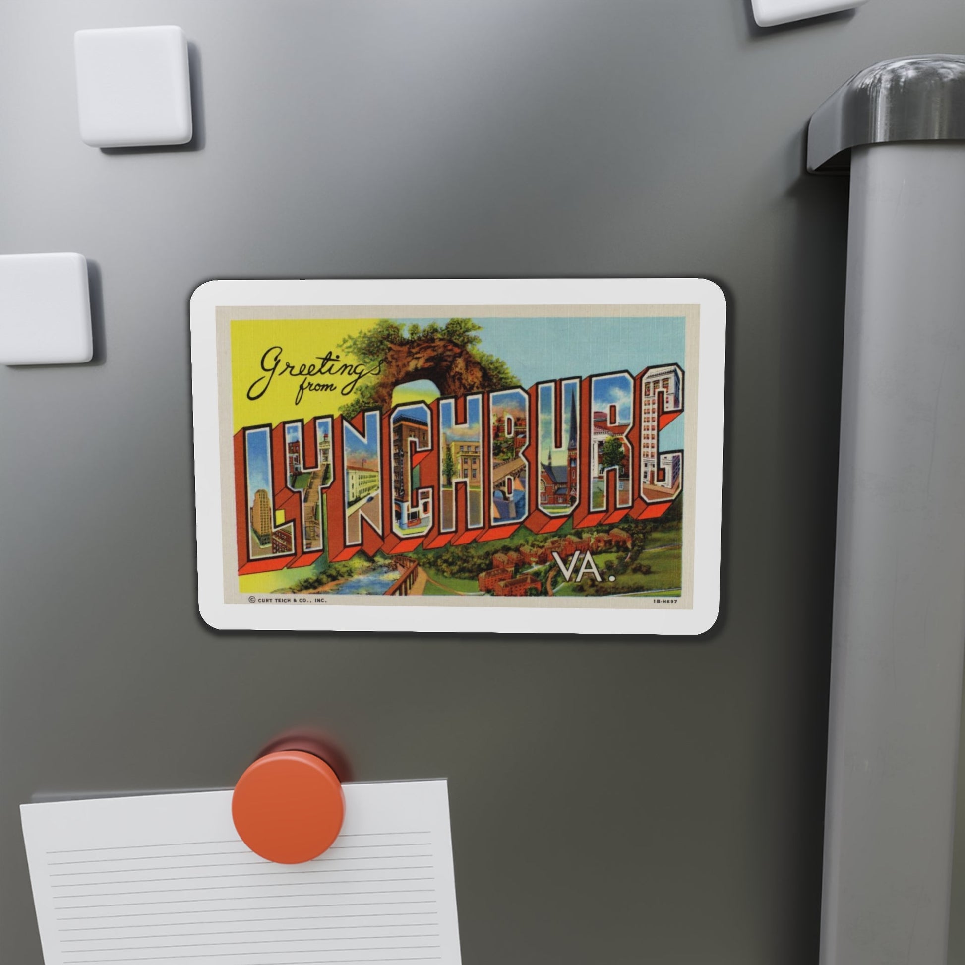 Greetings From Lynchburg VA (Greeting Postcards) Die-Cut Magnet-The Sticker Space