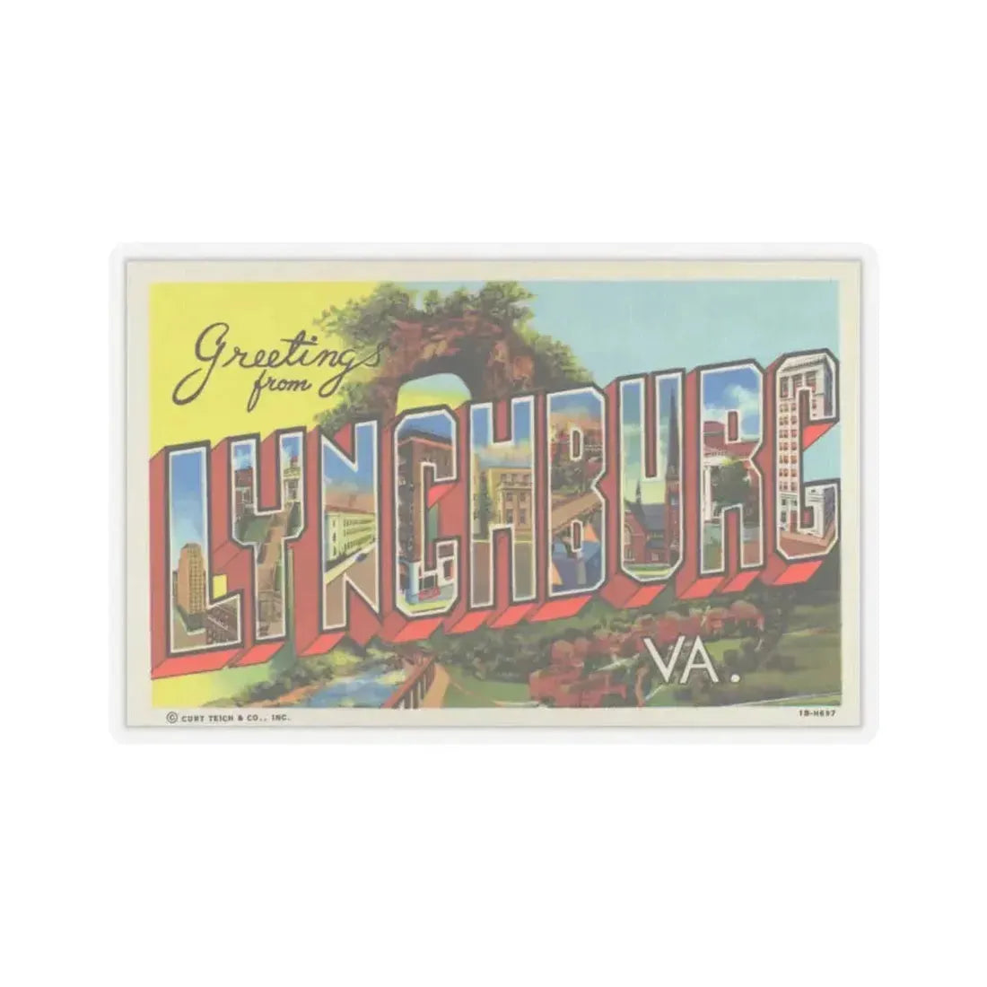 Greetings From Lynchburg VA (Greeting Postcards) STICKER Vinyl Kiss-Cut Decal 6 Inch Transparent - The Sticker Space