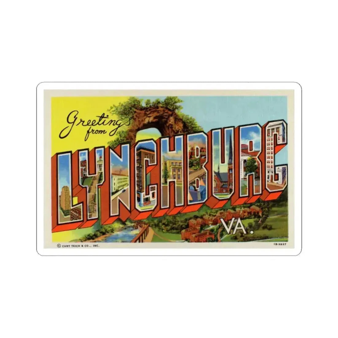 Greetings From Lynchburg VA (Greeting Postcards) STICKER Vinyl Kiss-Cut Decal 6 Inch White - The Sticker Space