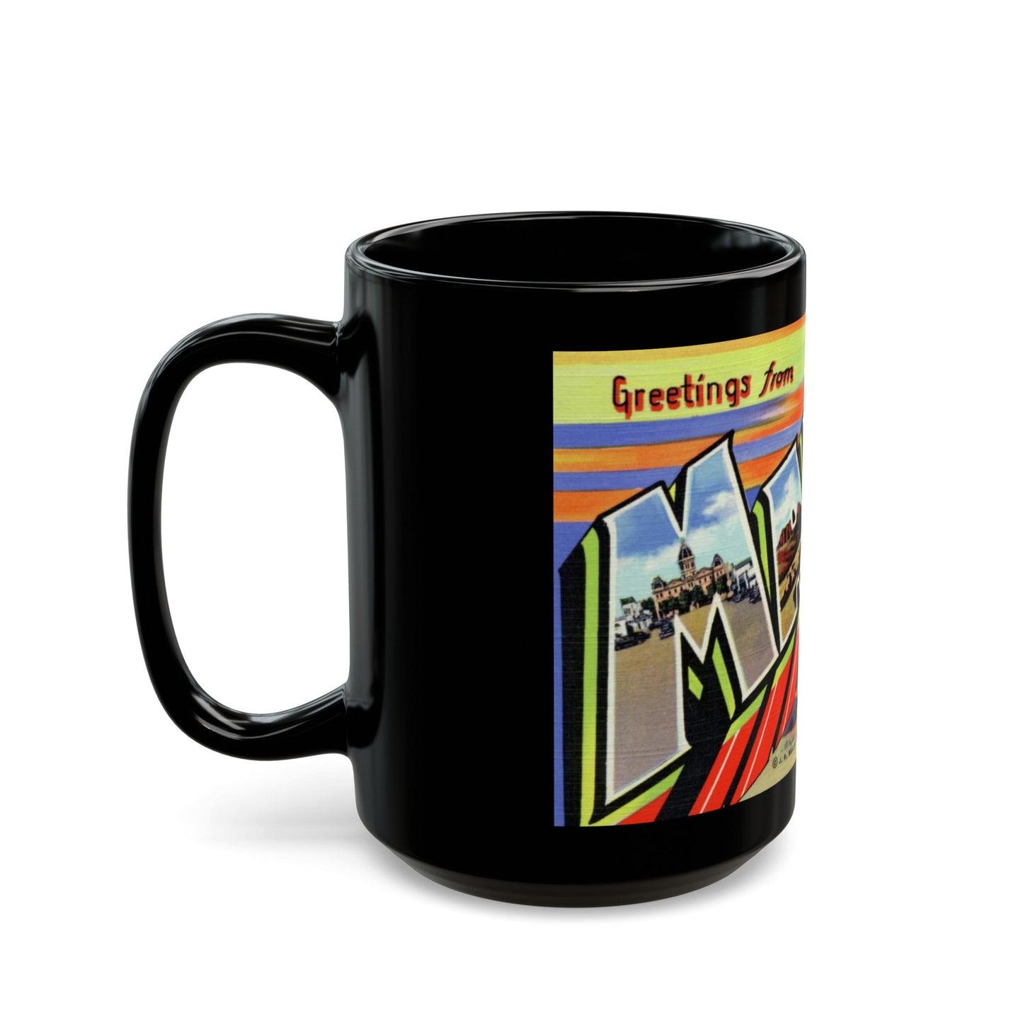 Greetings from Marfa Texas (Greeting Postcards) Black Coffee Mug-The Sticker Space