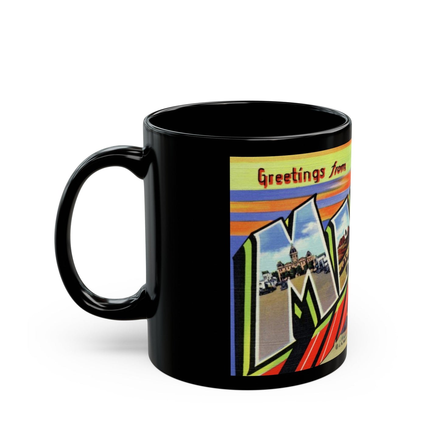 Greetings from Marfa Texas (Greeting Postcards) Black Coffee Mug-The Sticker Space