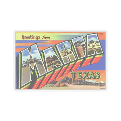 Greetings from Marfa Texas (Greeting Postcards) STICKER Vinyl Kiss-Cut Decal 4 Inch Transparent - The Sticker Space