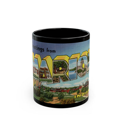 Greetings from Marion Indiana (Greeting Postcards) Black Coffee Mug-11oz-The Sticker Space