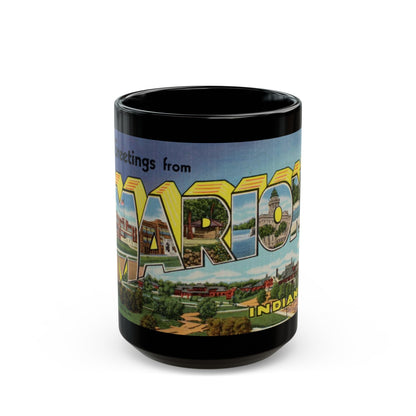 Greetings from Marion Indiana (Greeting Postcards) Black Coffee Mug-15oz-The Sticker Space