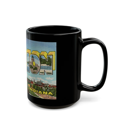 Greetings from Marion Indiana (Greeting Postcards) Black Coffee Mug-The Sticker Space